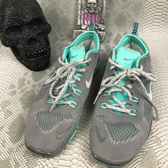 Nike tr fit 5 grey Tiffany blue running shoes - Picture 2 of 8